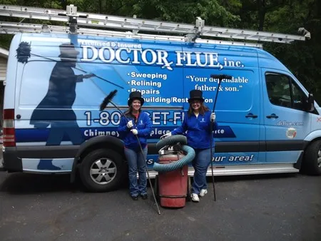 The Doctor Flue service van with the crew